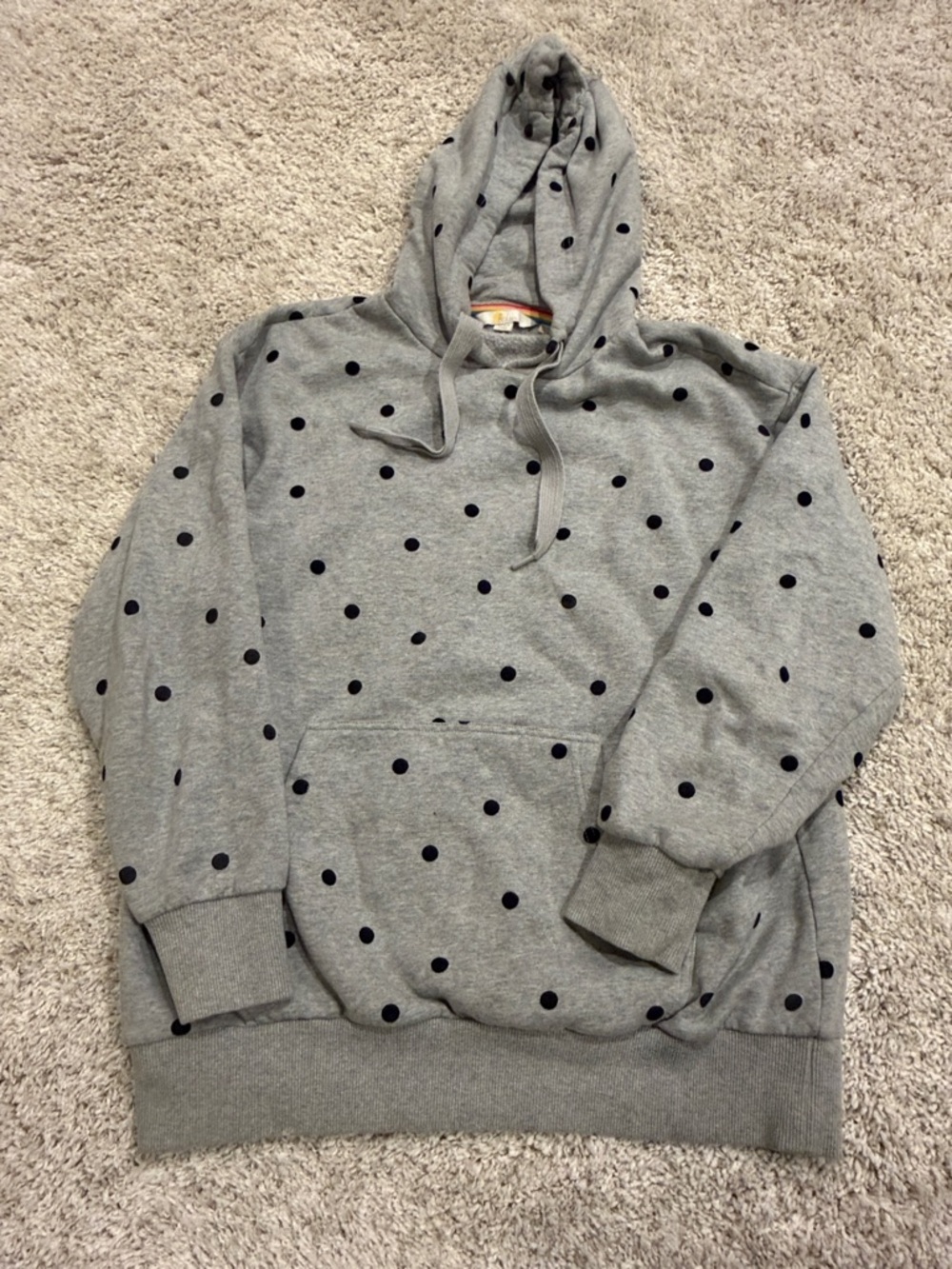 Boden Gray Hoodie with Black Polka Dots